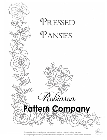 Pressed Pansies Hand Embroidery pattern