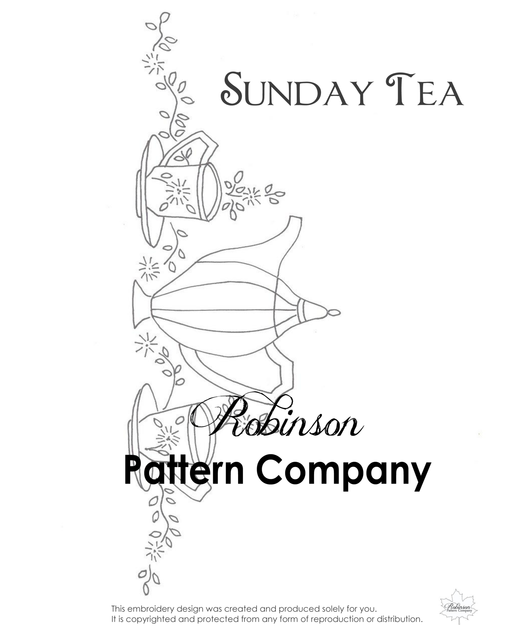 Sunday Tea Hand Embroidery pattern