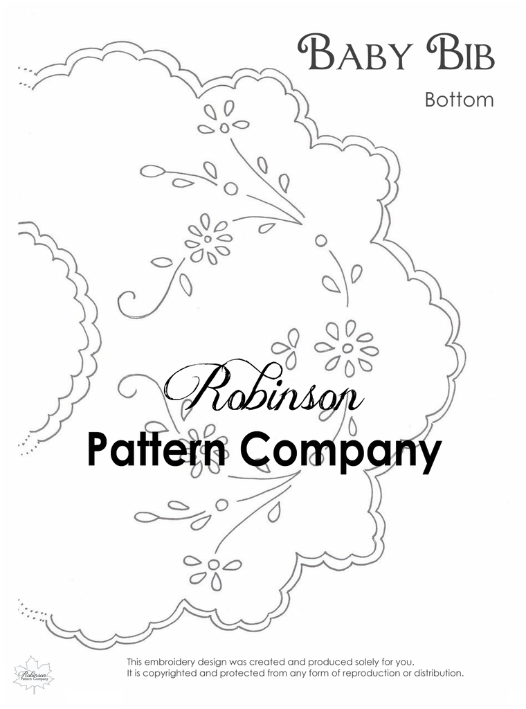Baby Bib Hand Embroidery pattern Robinson Pattern Company