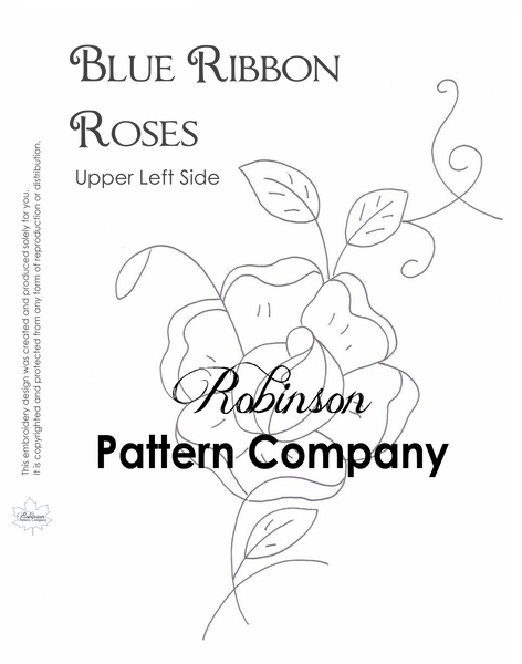 Blue Ribbon Roses Hand Embroidery pattern