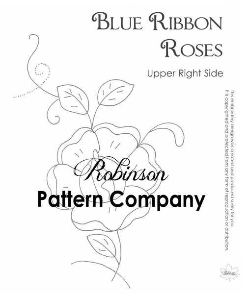 Blue Ribbon Roses Hand Embroidery pattern