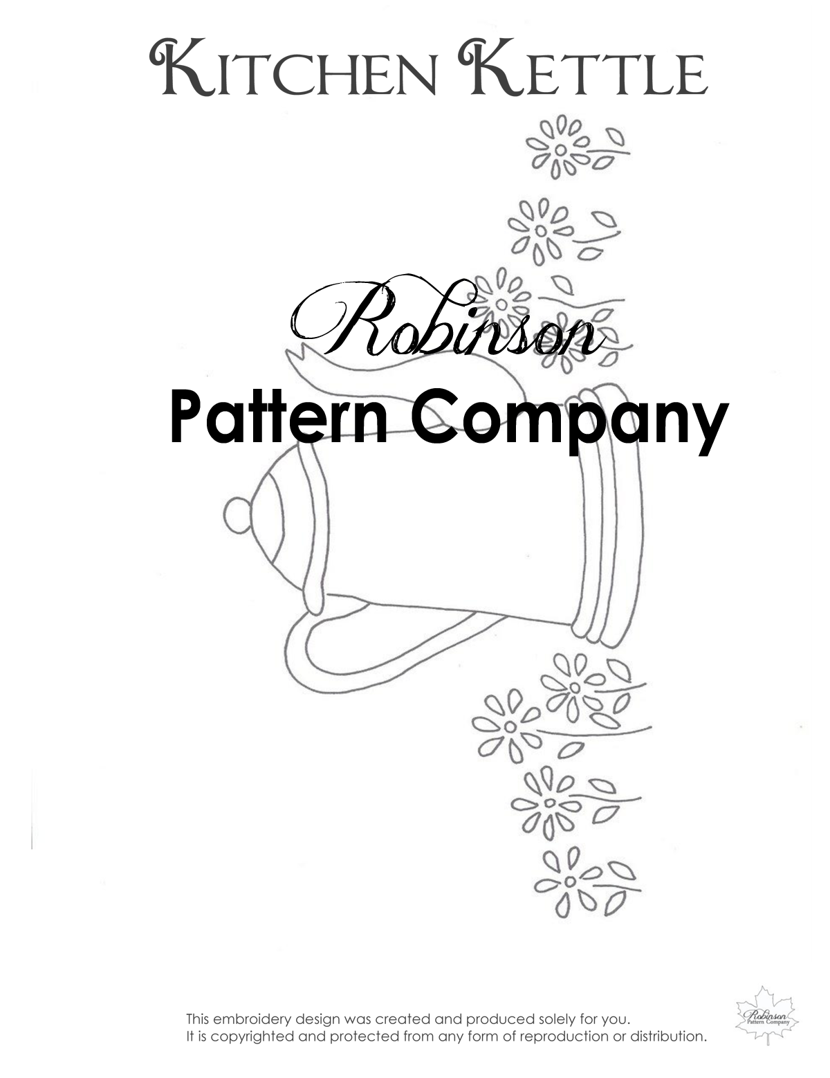 Kitchen Kettle Hand Embroidery pattern