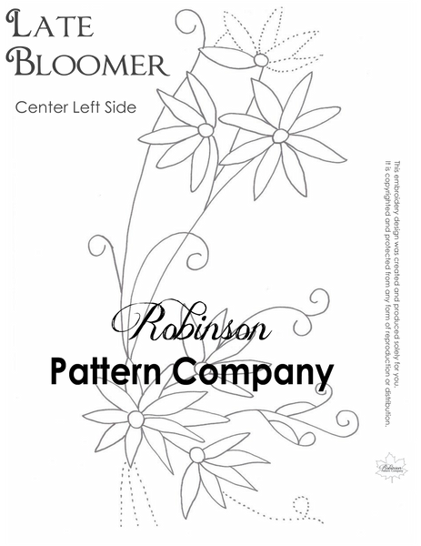 Late Bloomer Hand Embroidery pattern
