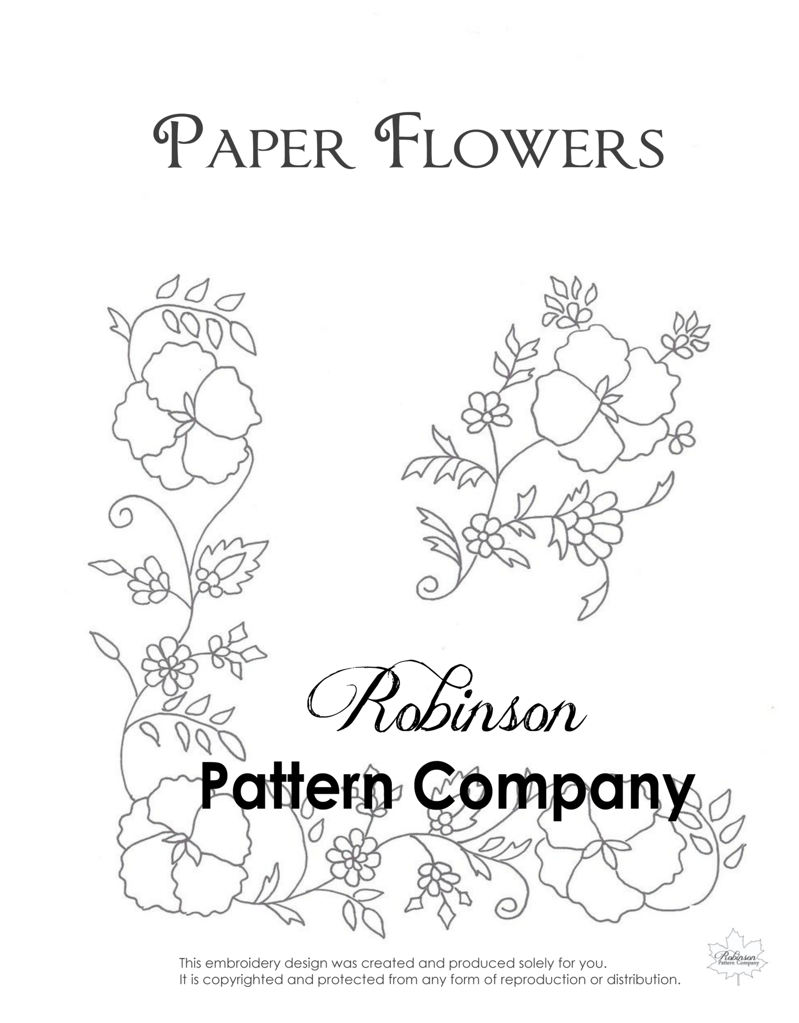 Paper Flowers Hand Embroidery pattern