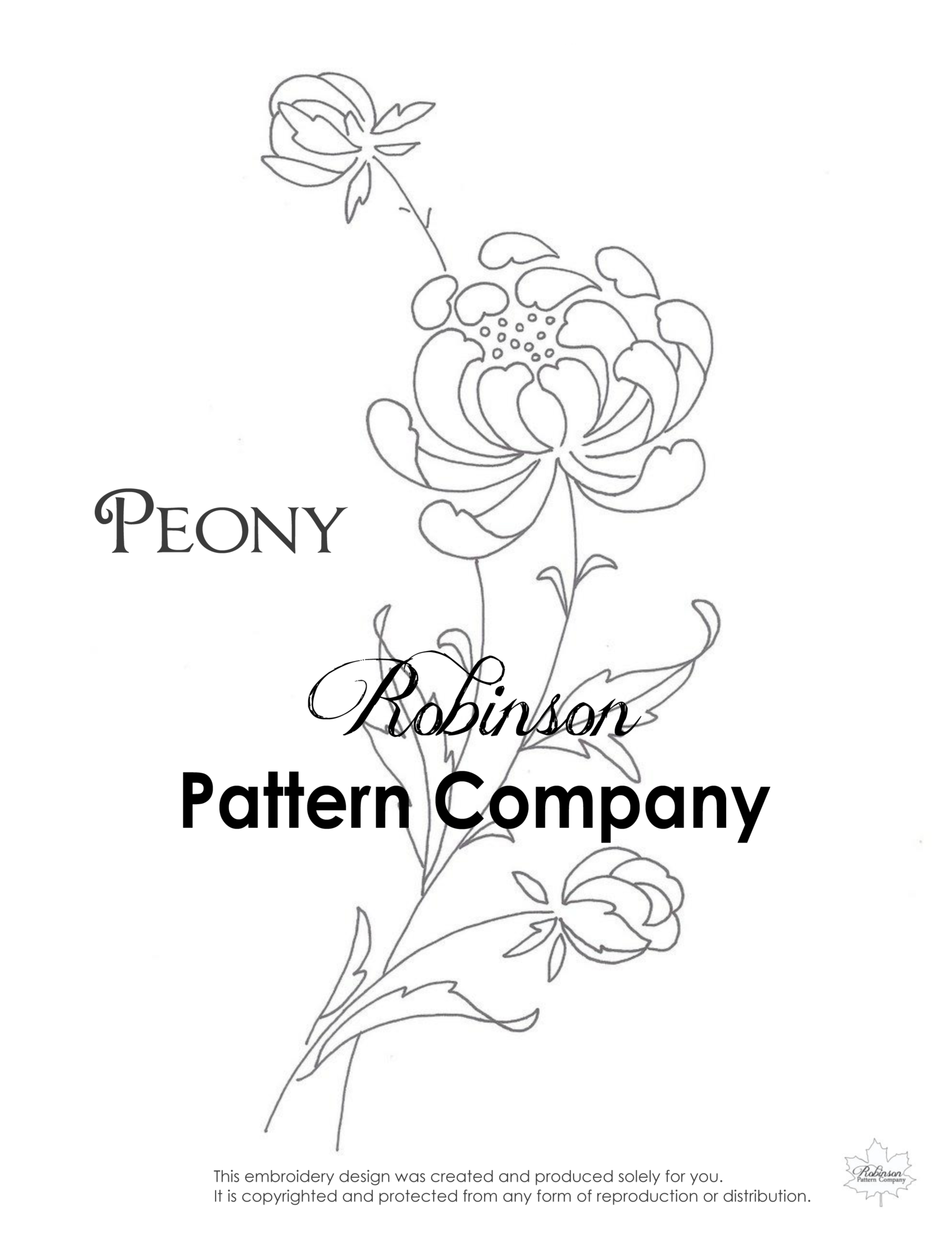 Peony Hand Embroidery pattern