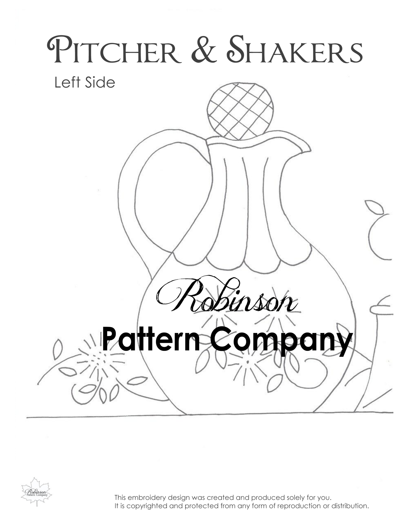 Pitcher & Shakers Hand Embroidery pattern