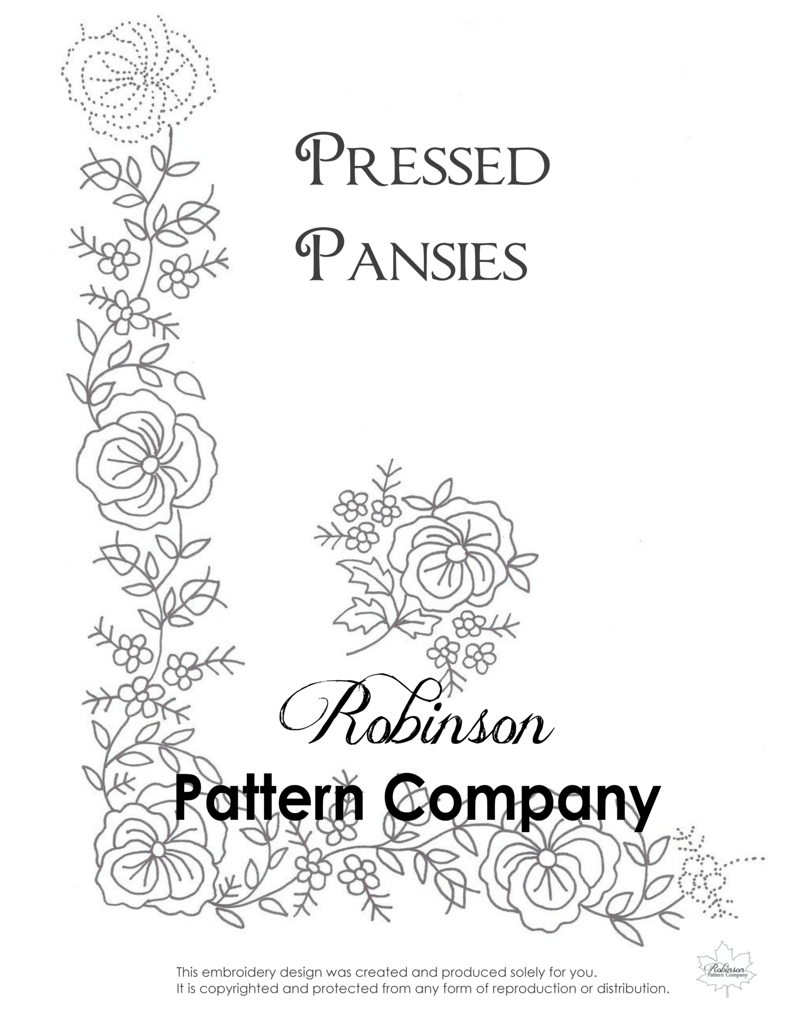 Pressed Pansies Hand Embroidery pattern