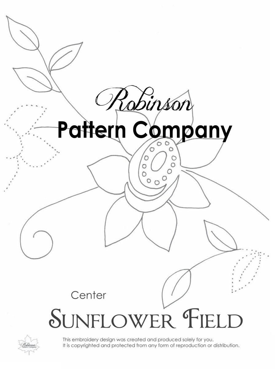 Sunflower Field Hand Embroidery pattern – Robinson Pattern Company