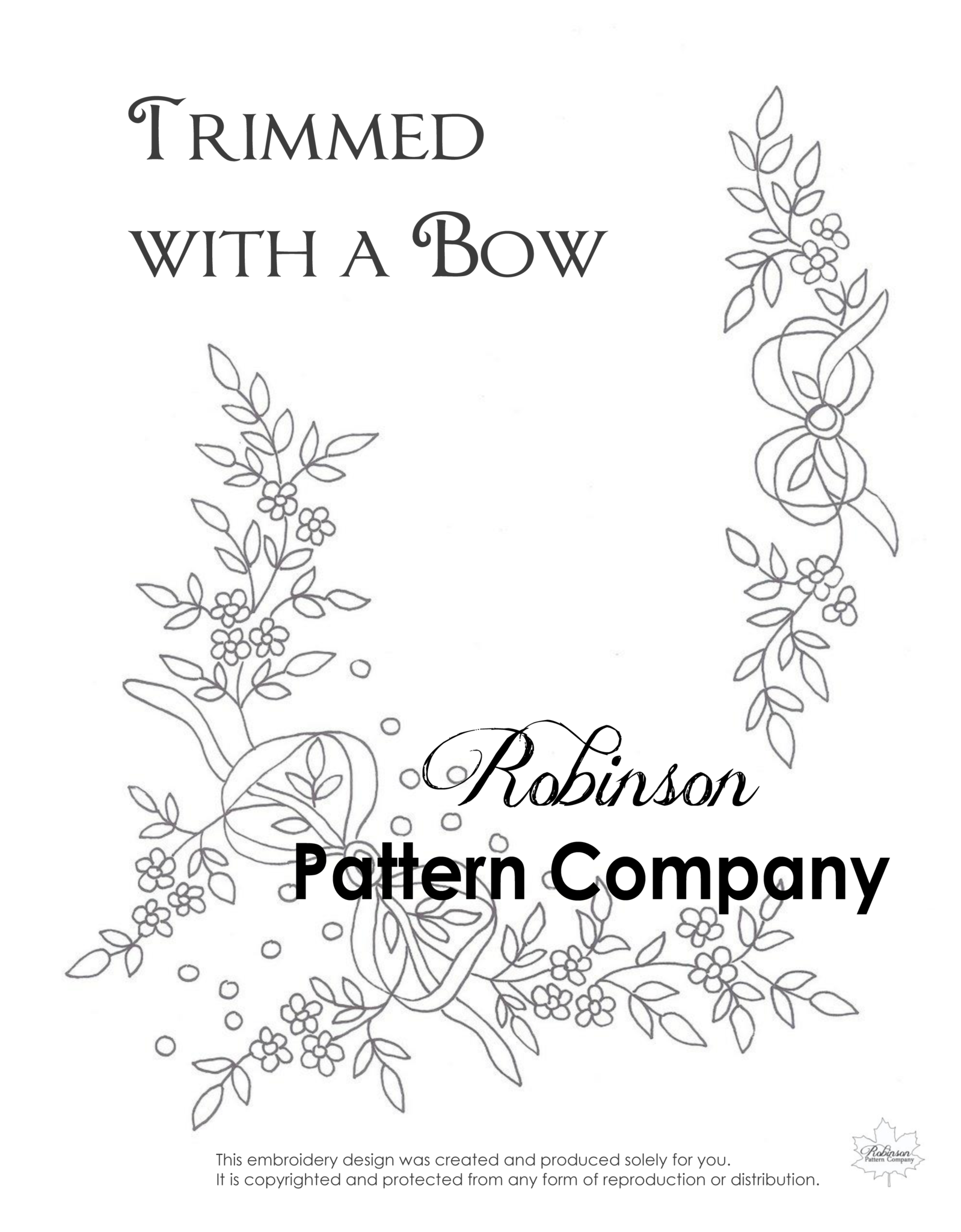 Trimmed with a Bow Hand Embroidery pattern
