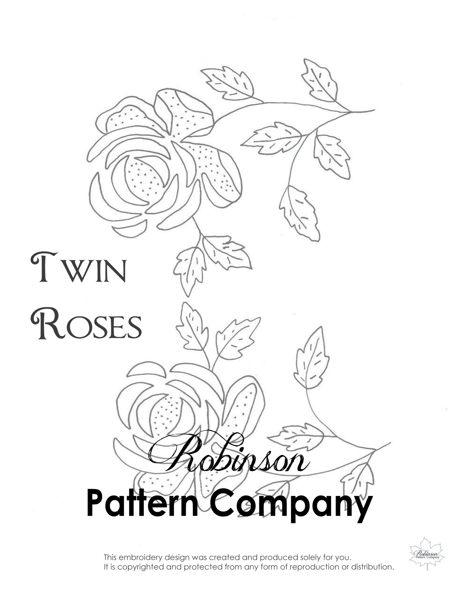 Twin Roses Hand Embroidery pattern