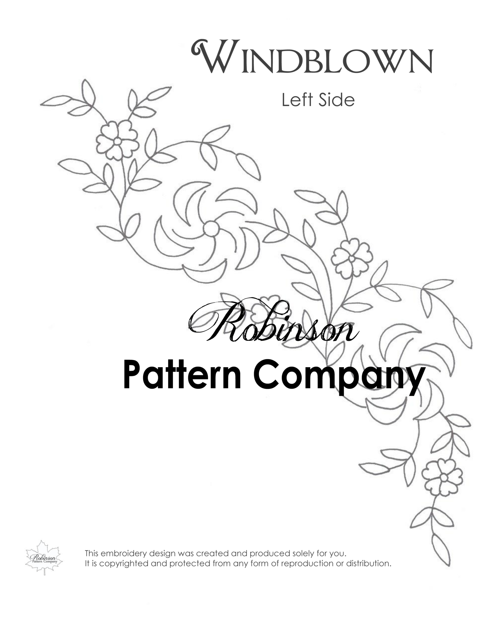 Windblown Hand Embroidery pattern